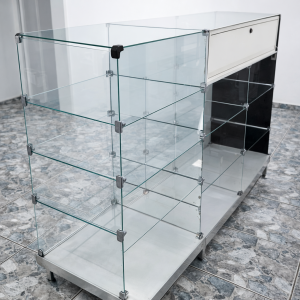 Balcão Caixa de Vidro Espelhado – Expositor Comercial para Loja